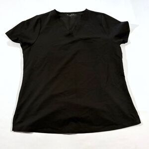 Mandala Mens Black V Neck Short Sleeve Scrub Nurse Medial Worker Top Shirt Sz L